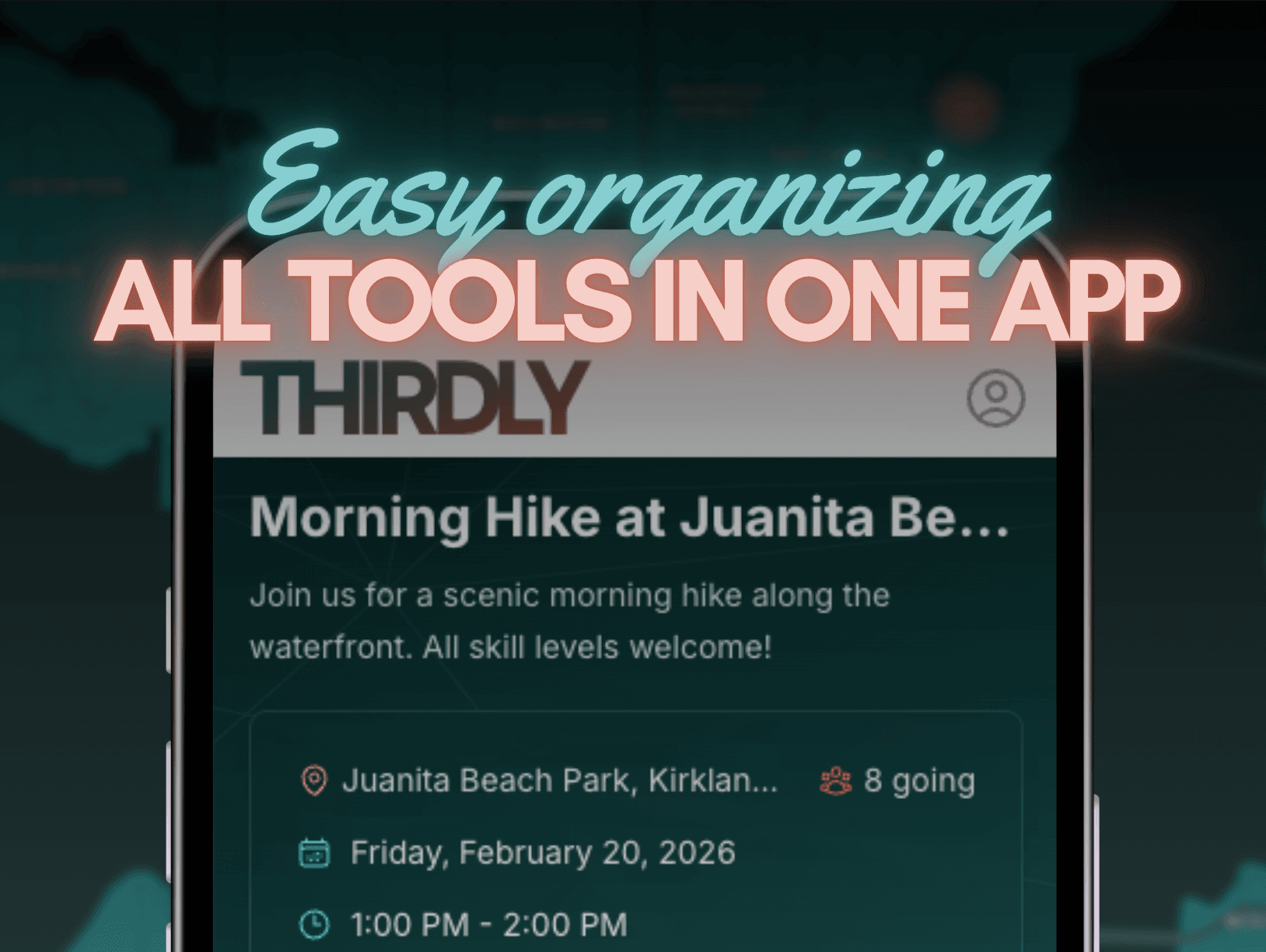 Thirdly event details - easy organizing with all tools in one app